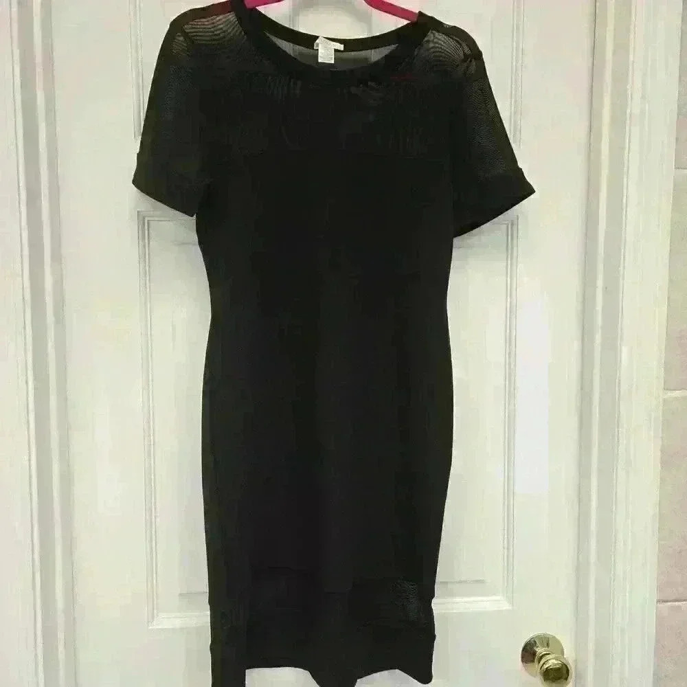 Bozzolo Women's Black Chest See Through Dress,Large - Picture 1 of 5